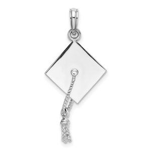 14k White Gold Graduation Cap Pendant
